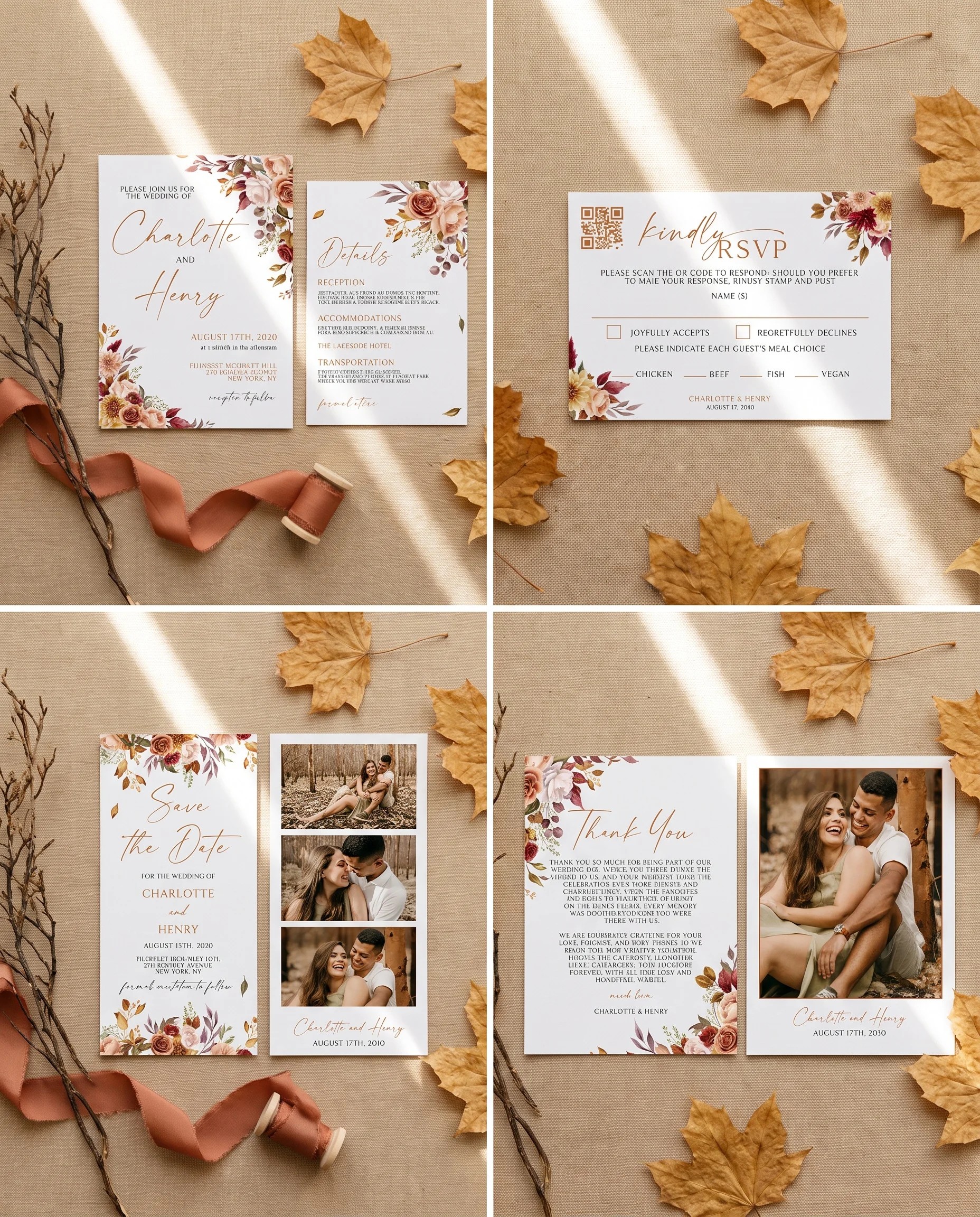 Autumn Bloom — Invitation Set