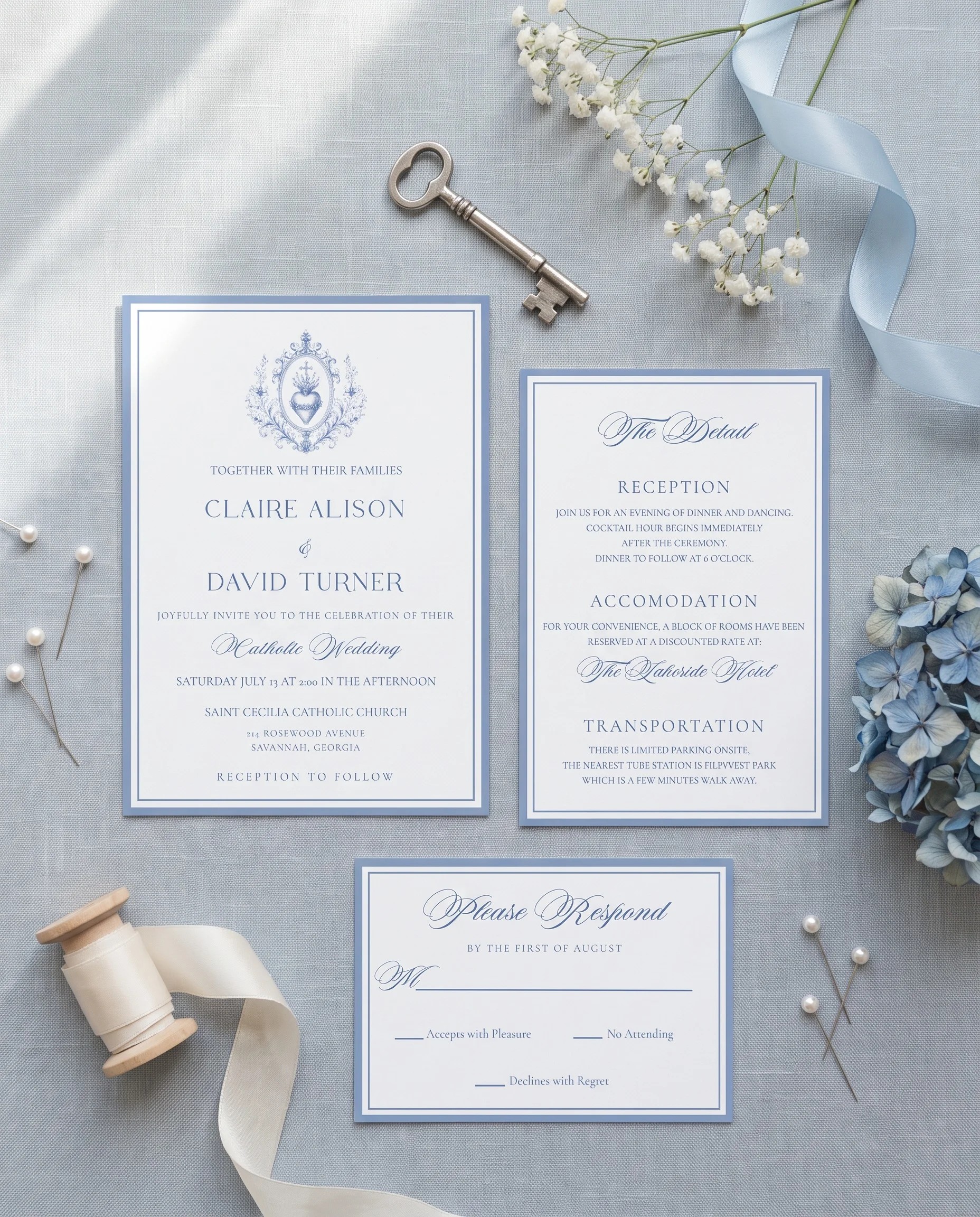 Azure Flourish — Invitation Suite
