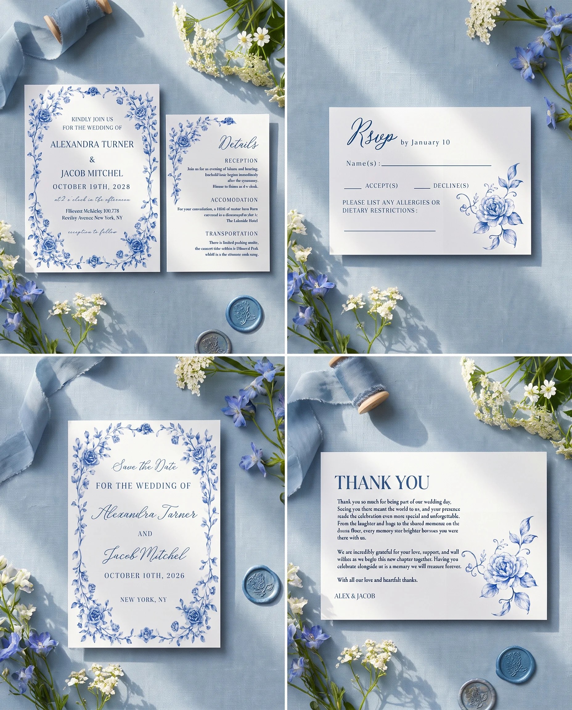 Blue Heron — Invitation Set