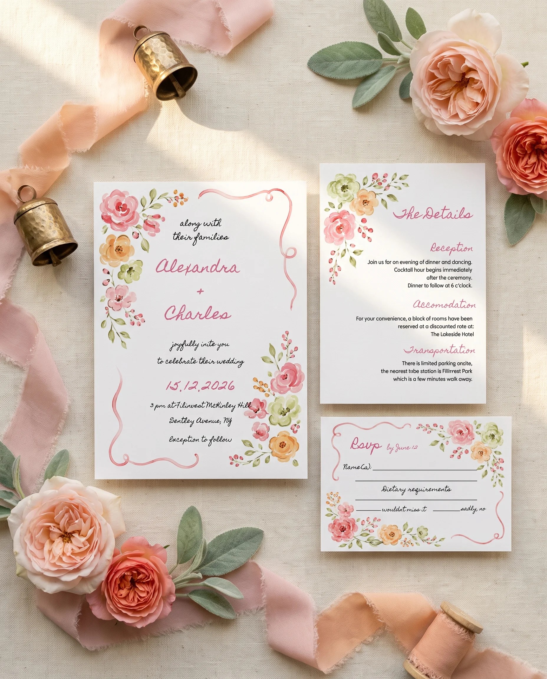 Blush Garland — Invitation Suite