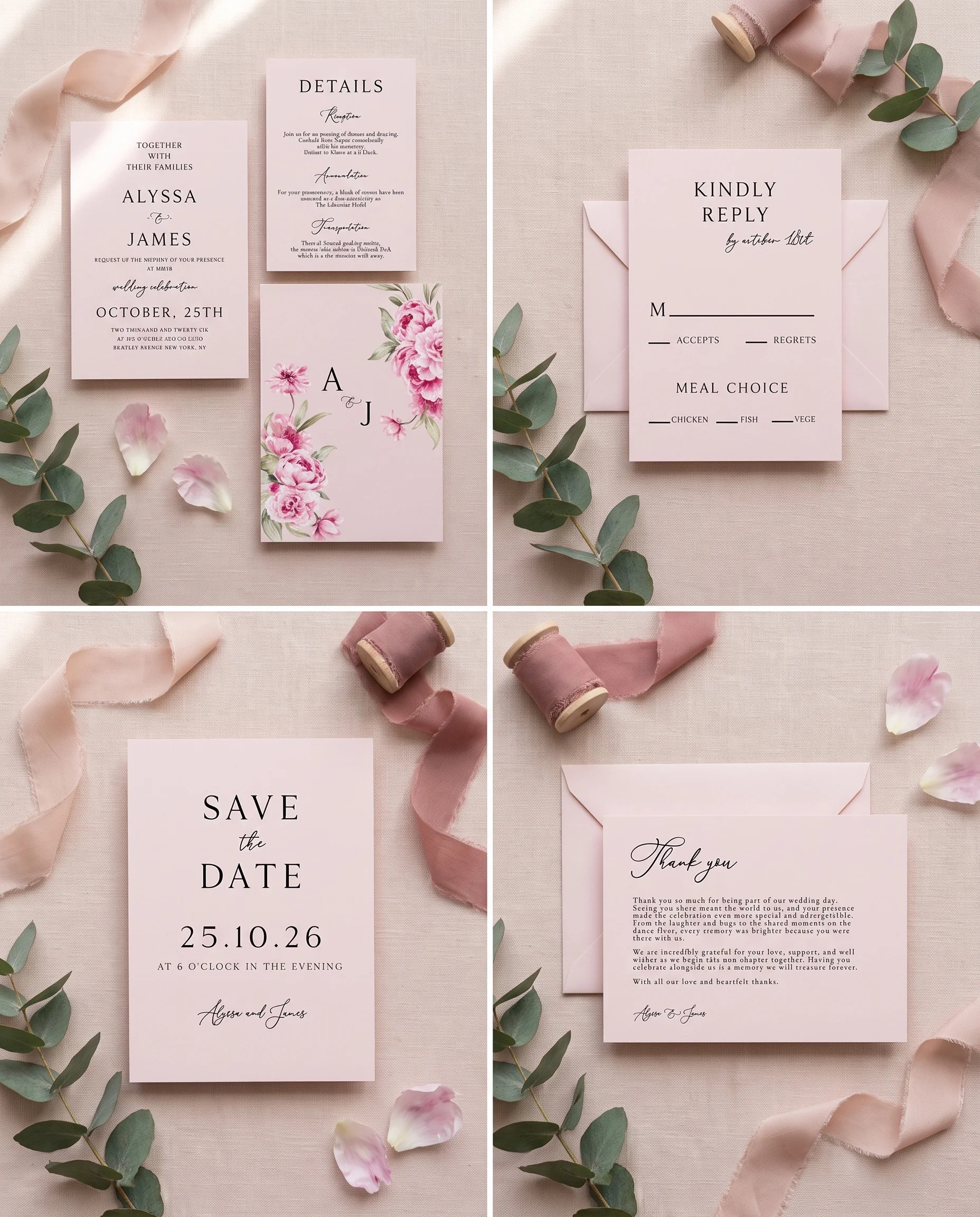Blush Peony — Invitation Set