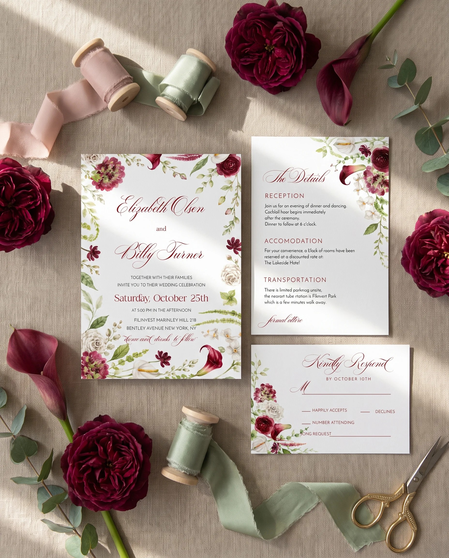 Burgundy Calla — Invitation Suite
