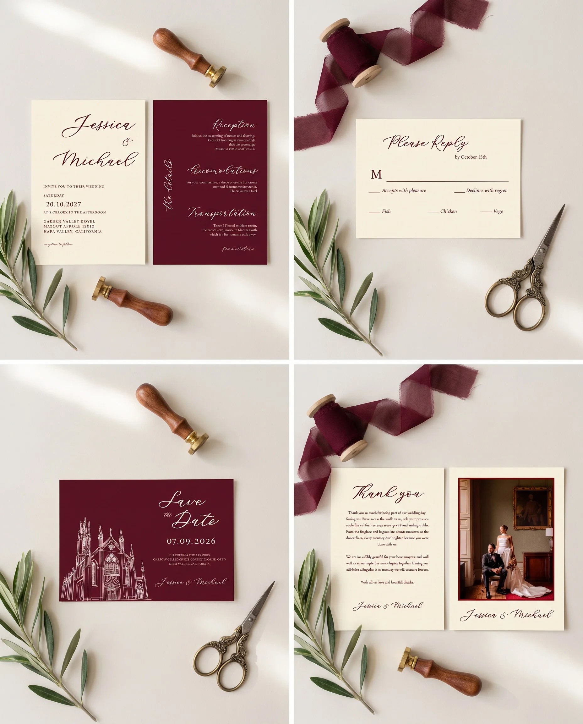 Claret Vine — Invitation Set