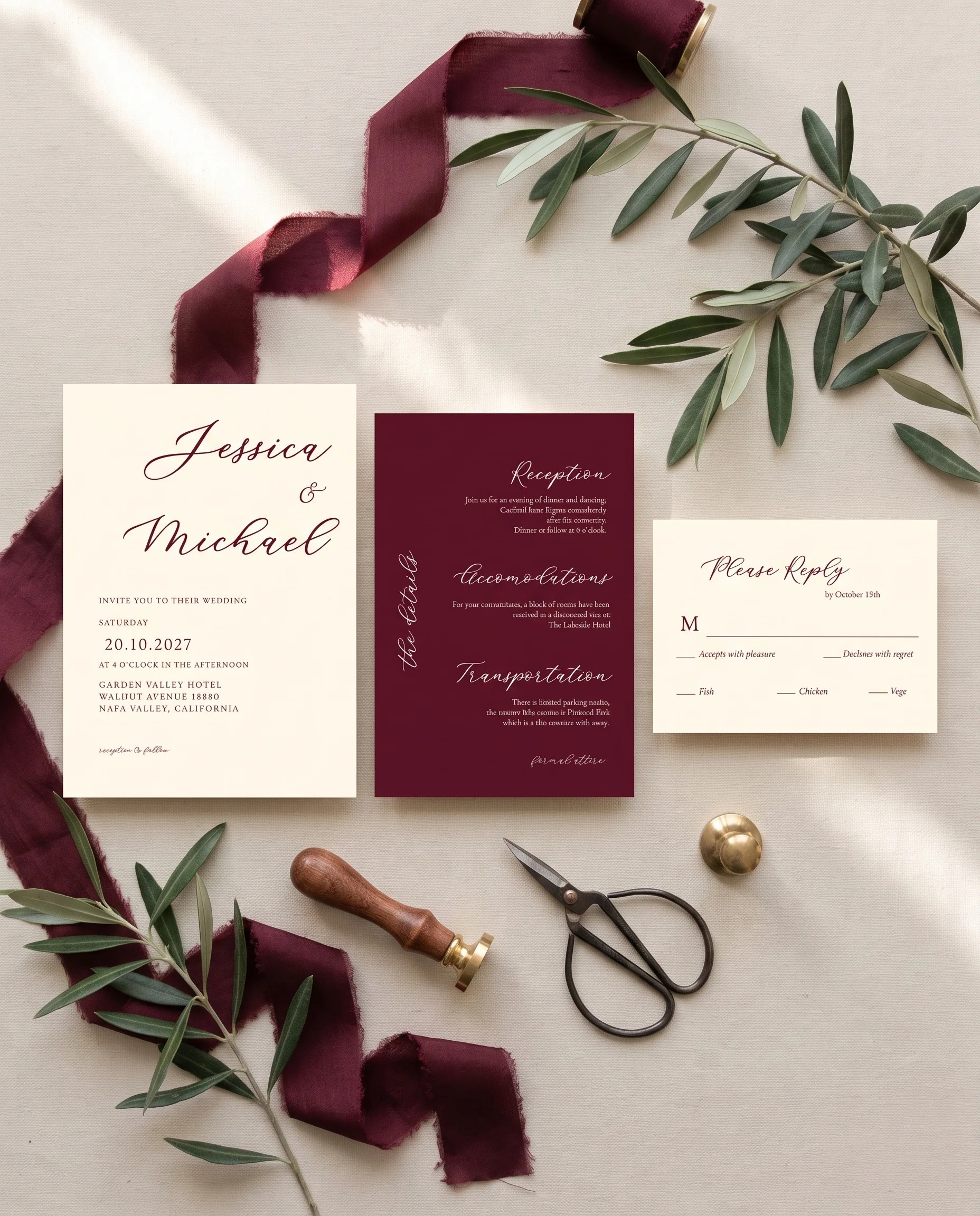 Claret Vine — Invitation Suite