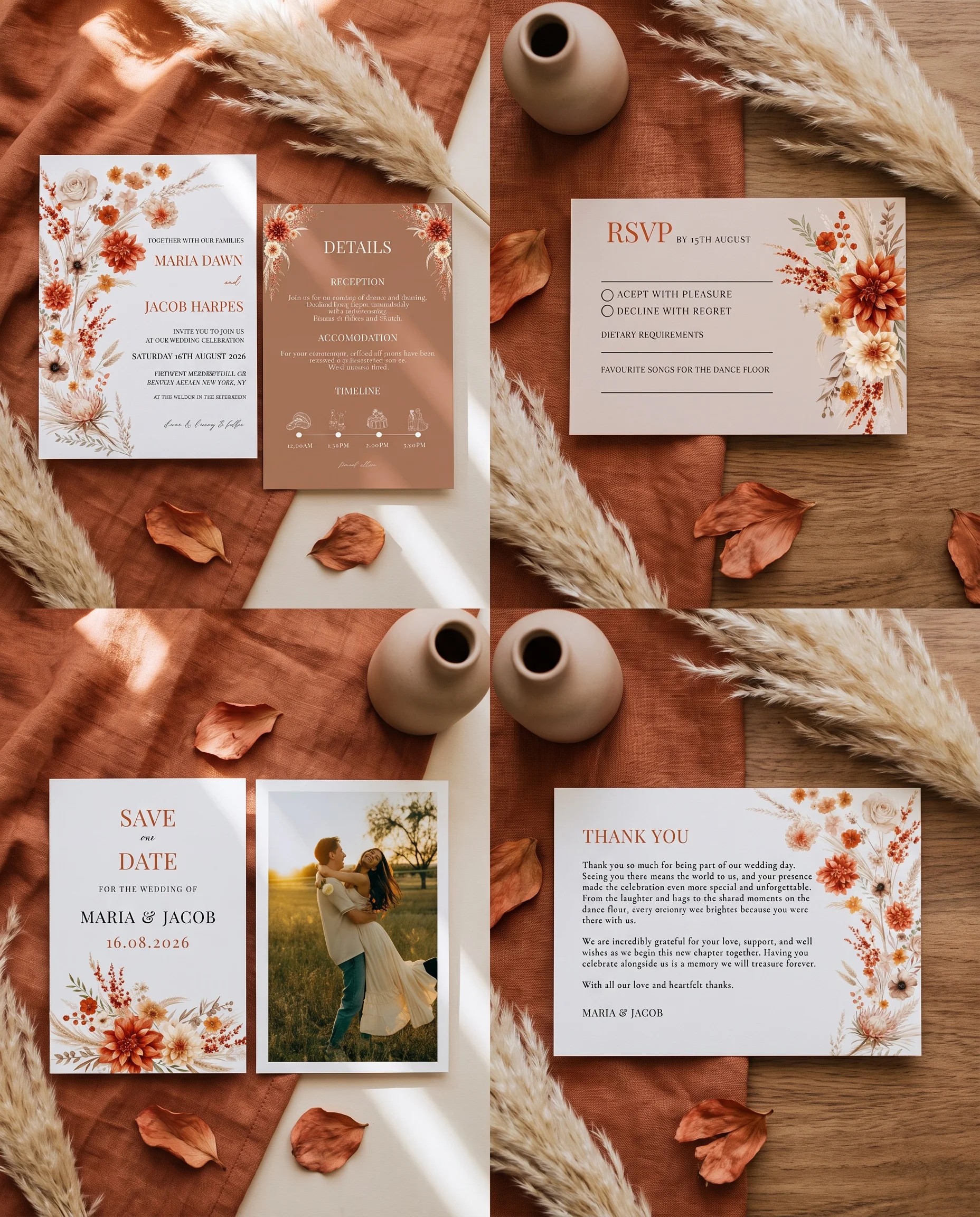 Dahlia Ember — Invitation Set