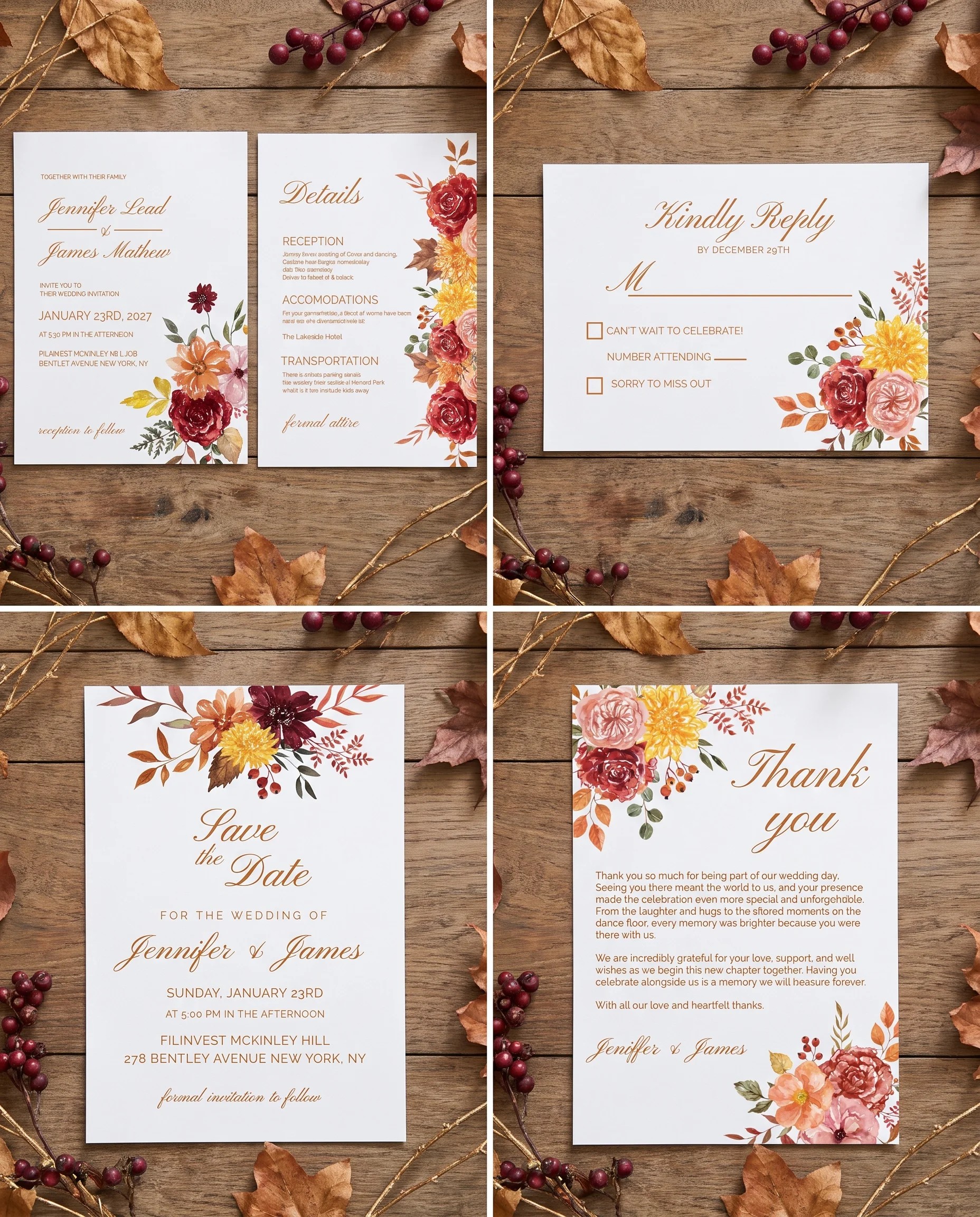 Ember Bloom — Invitation Set