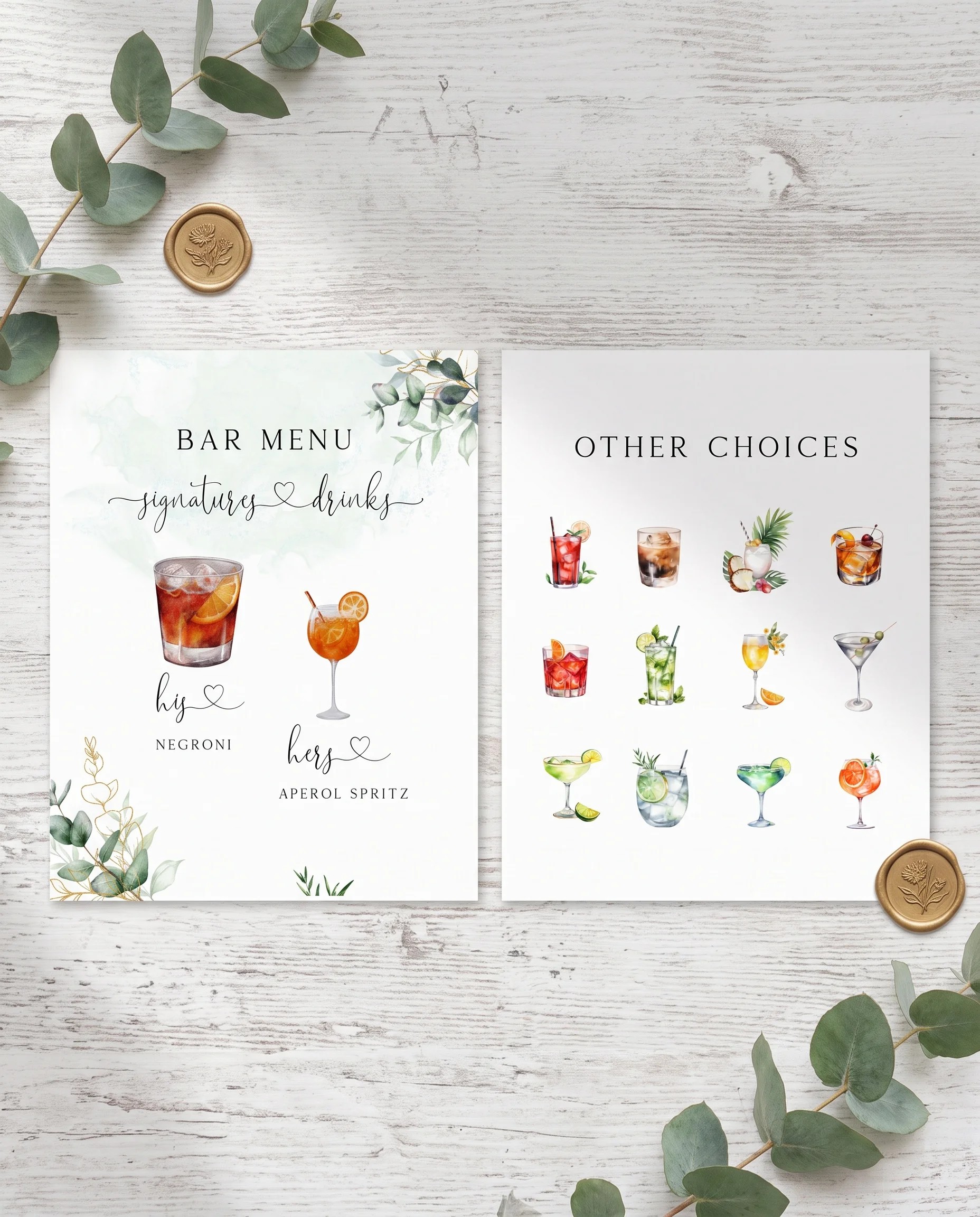 Eucalyptus Gold — Bar Menu