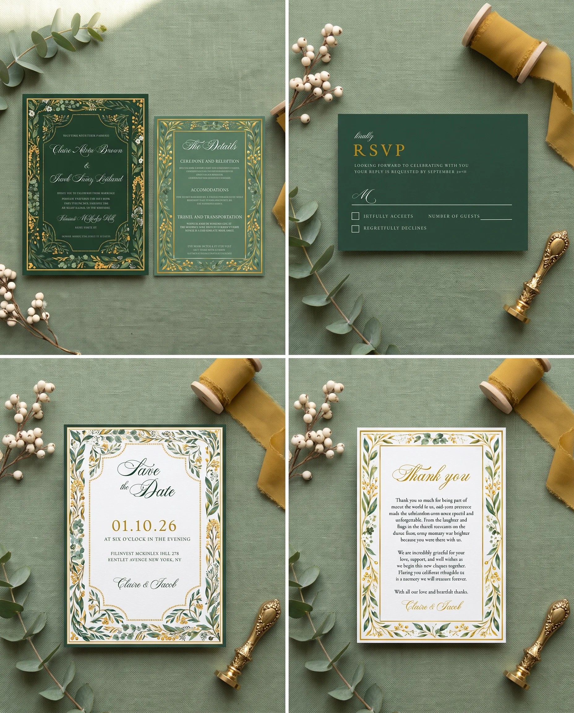 Gilded Foliage — Invitation Set