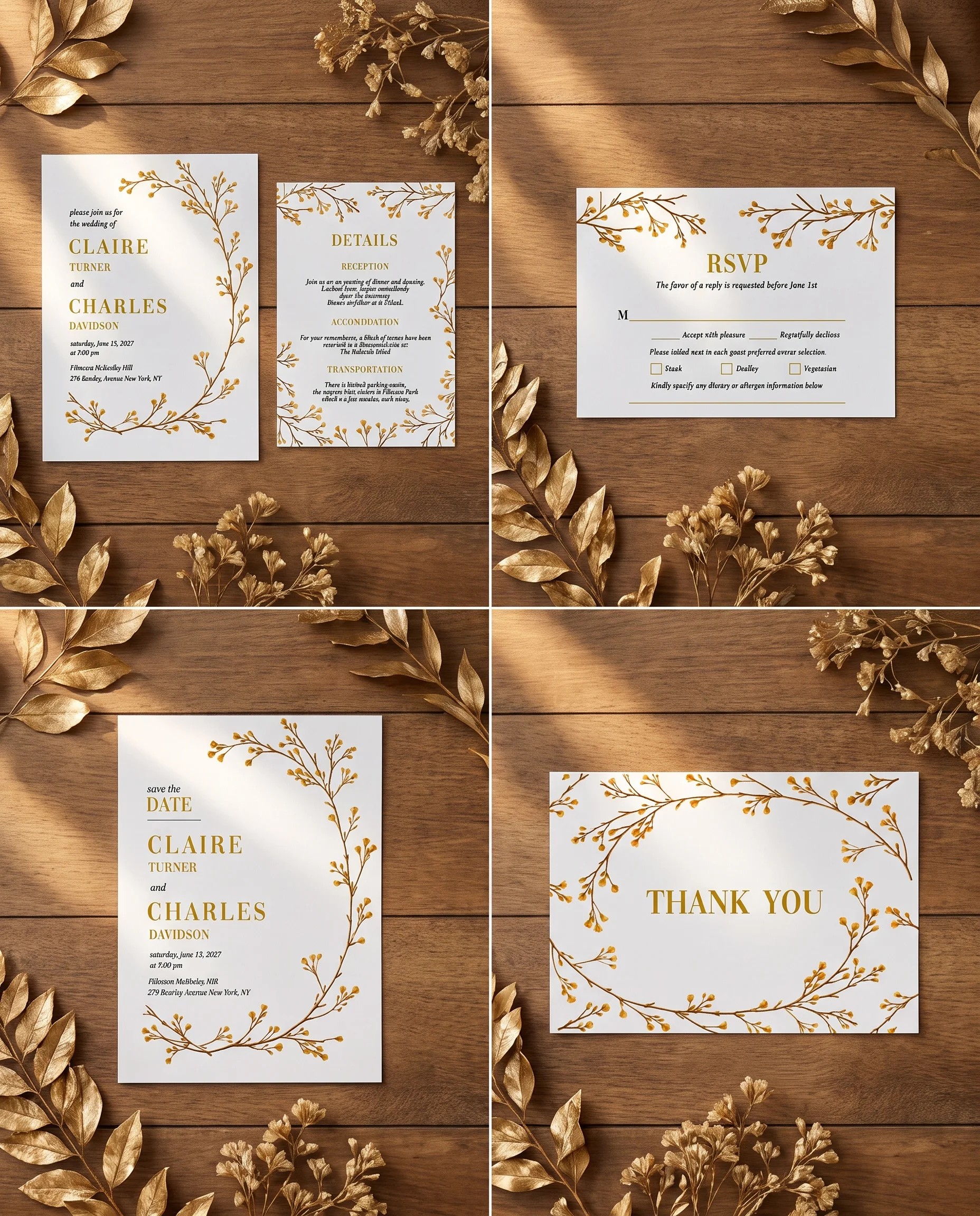 Golden Vine — Invitation Set