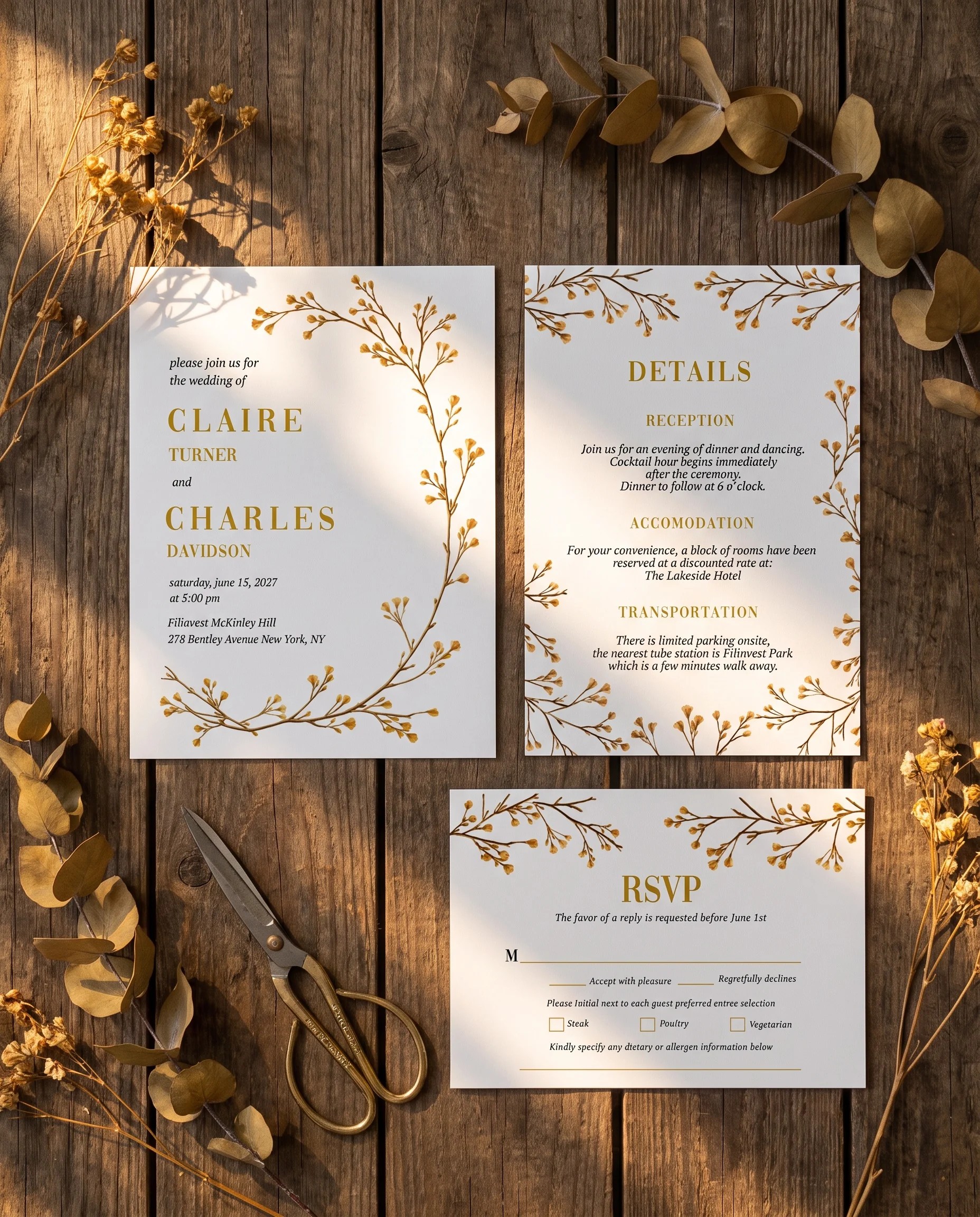 Golden Vine — Invitation Suite