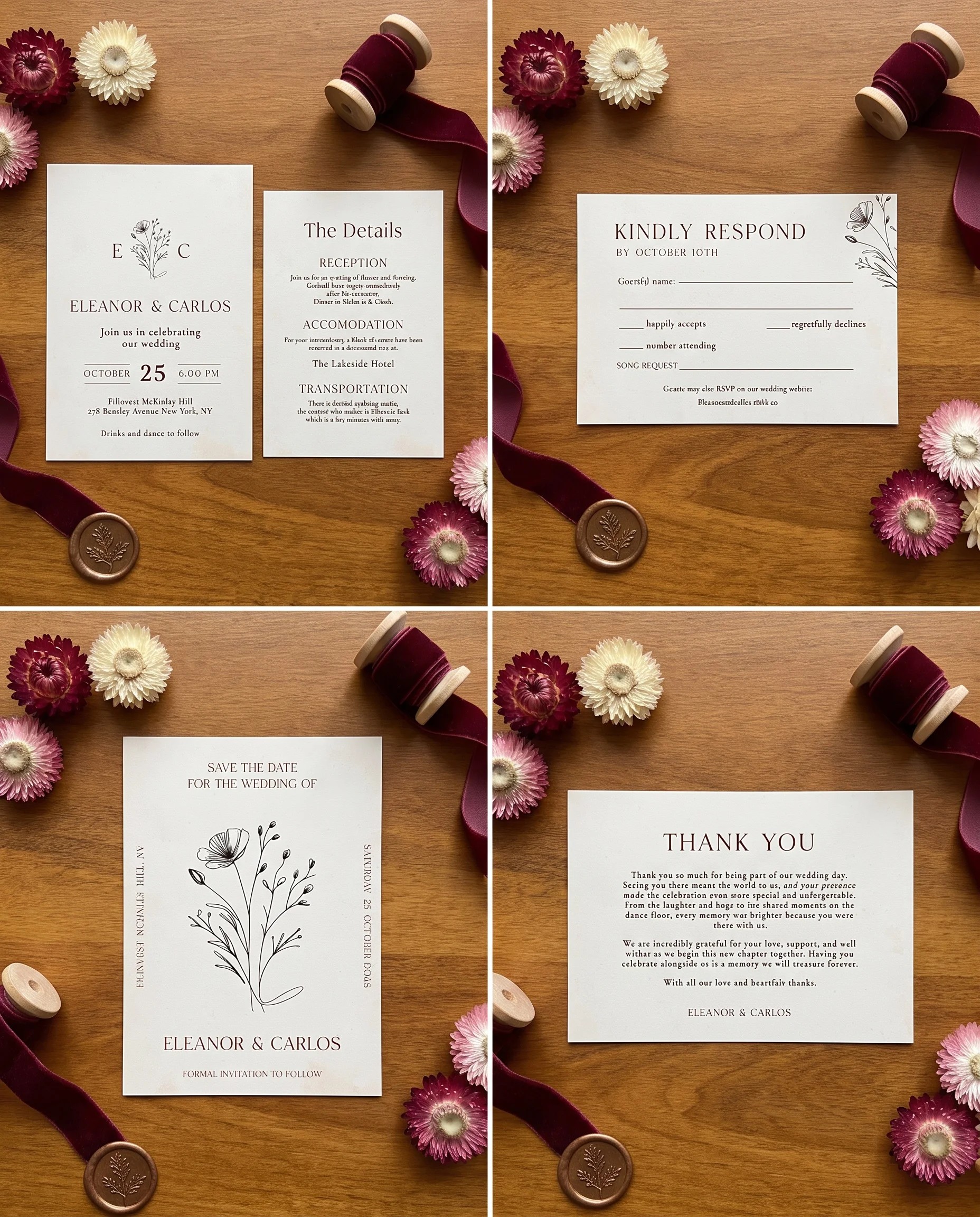 Heritage Bloom — Invitation Set