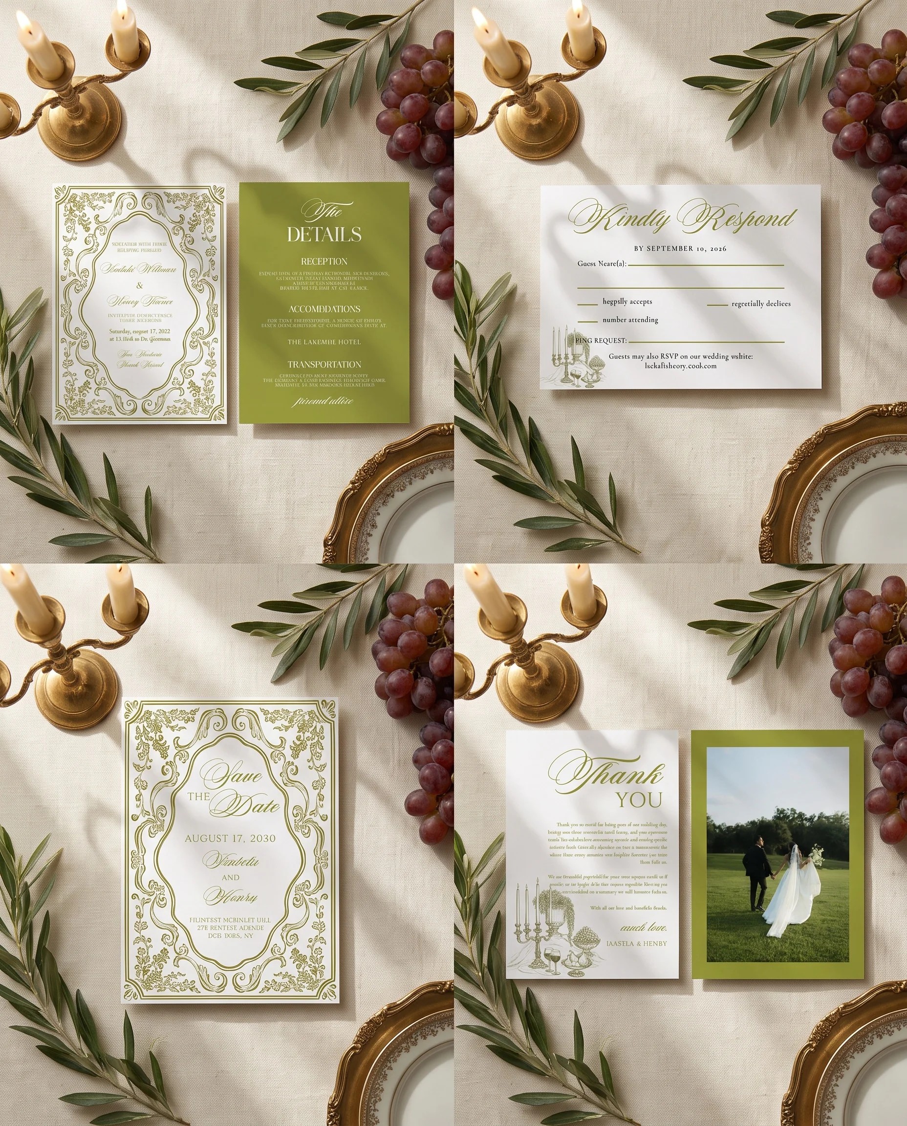 Olive Baroque — Invitation Set