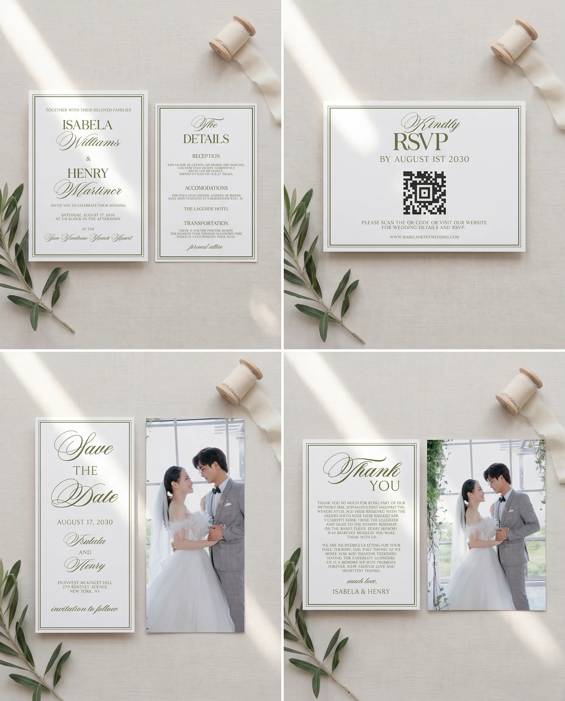 Olive Script — Invitation Set