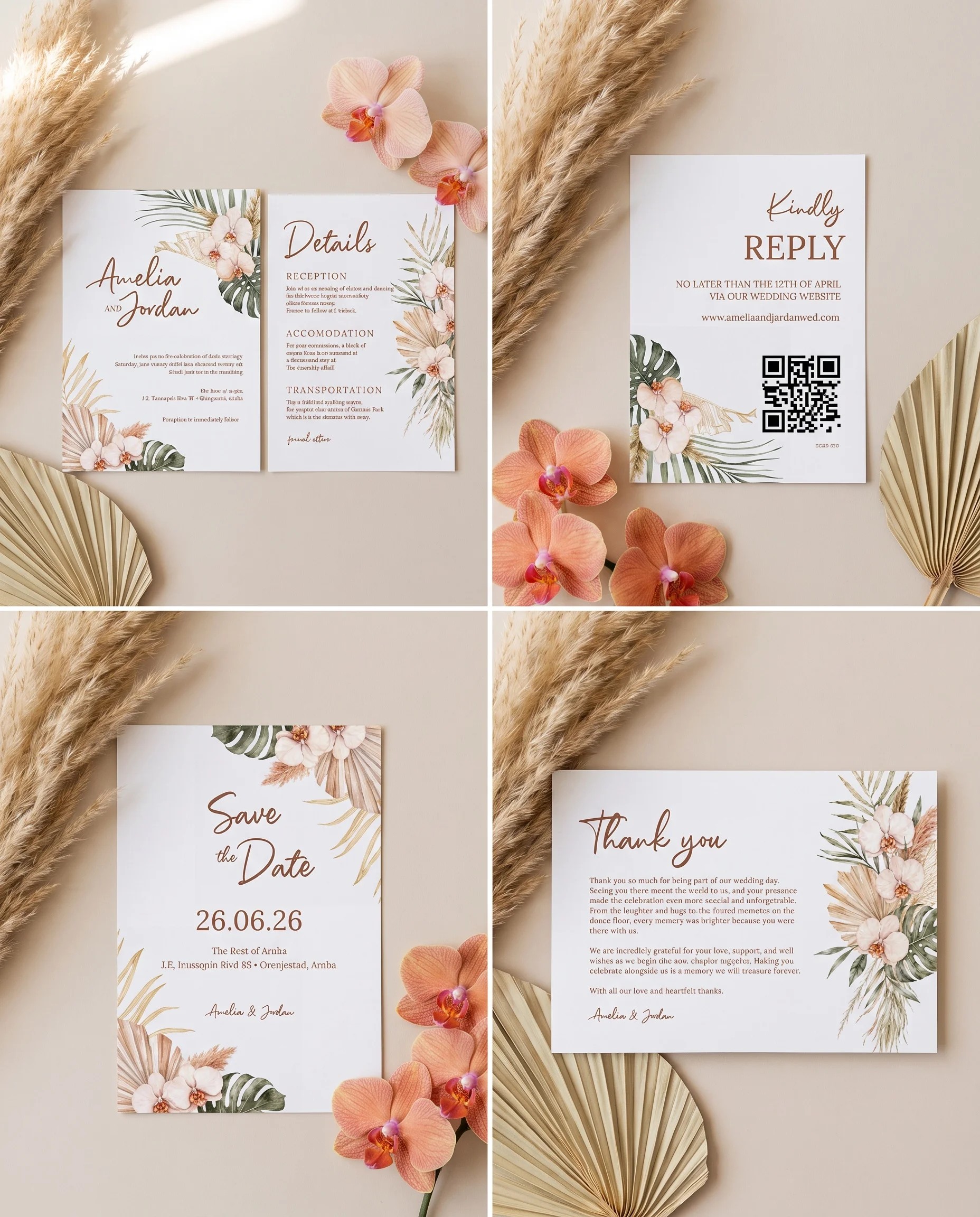Palm Orchid — Invitation Set