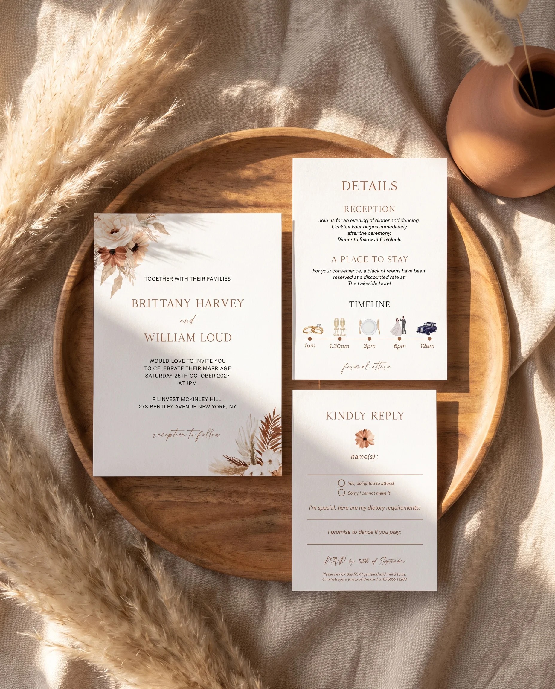 Pampas Bloom — Invitation Suite