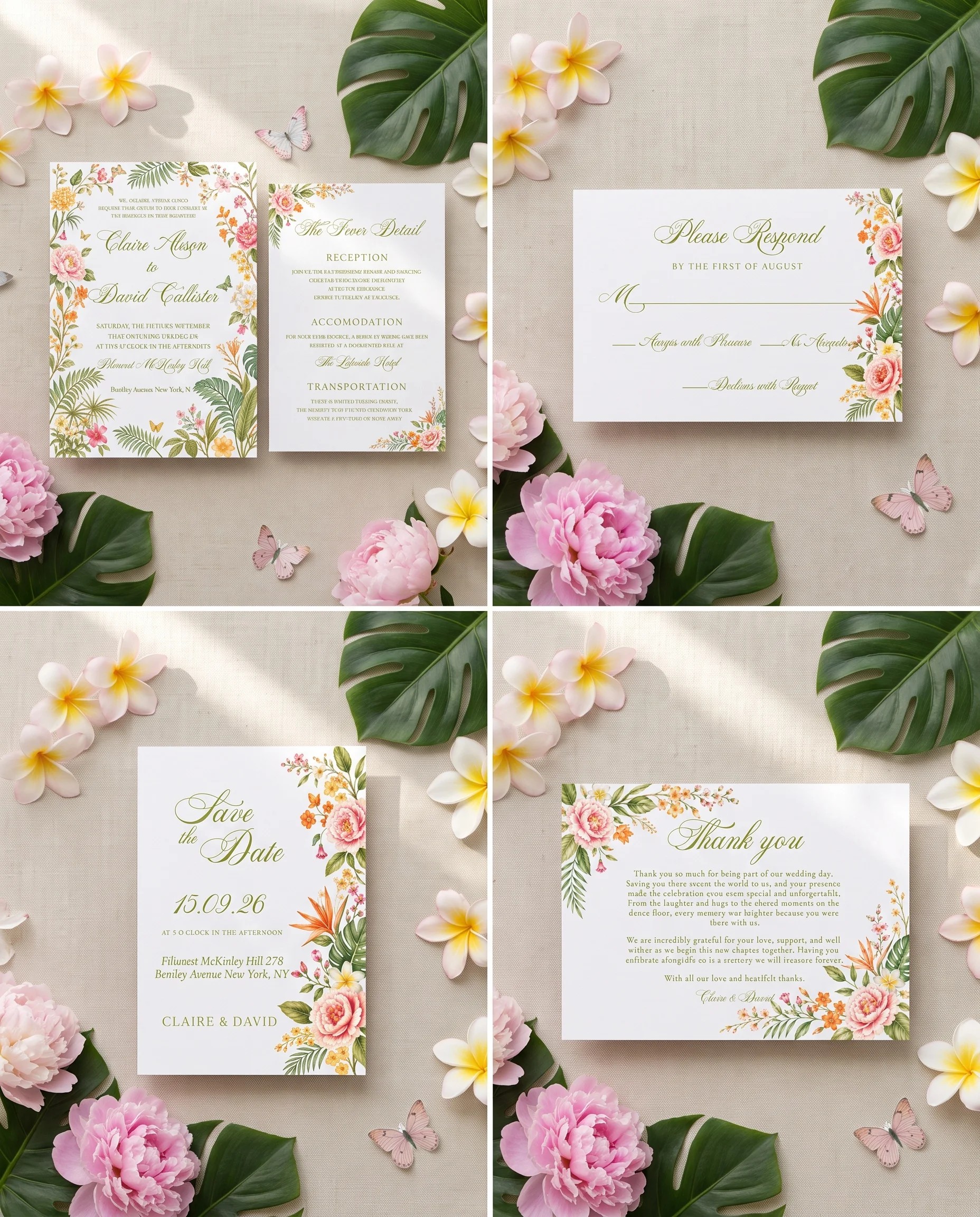 Plumeria Peony — Invitation Set