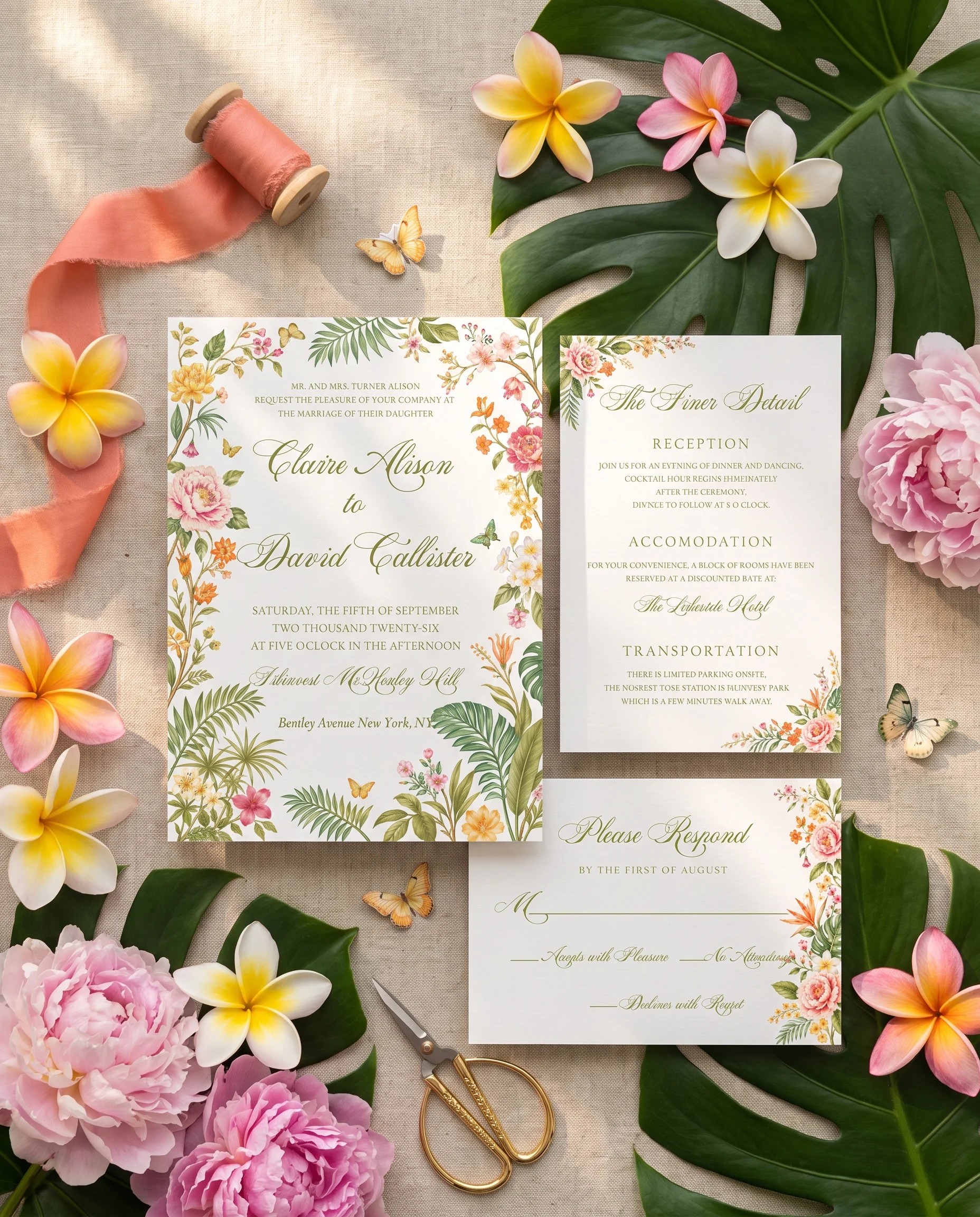 Plumeria Peony — Invitation Suite