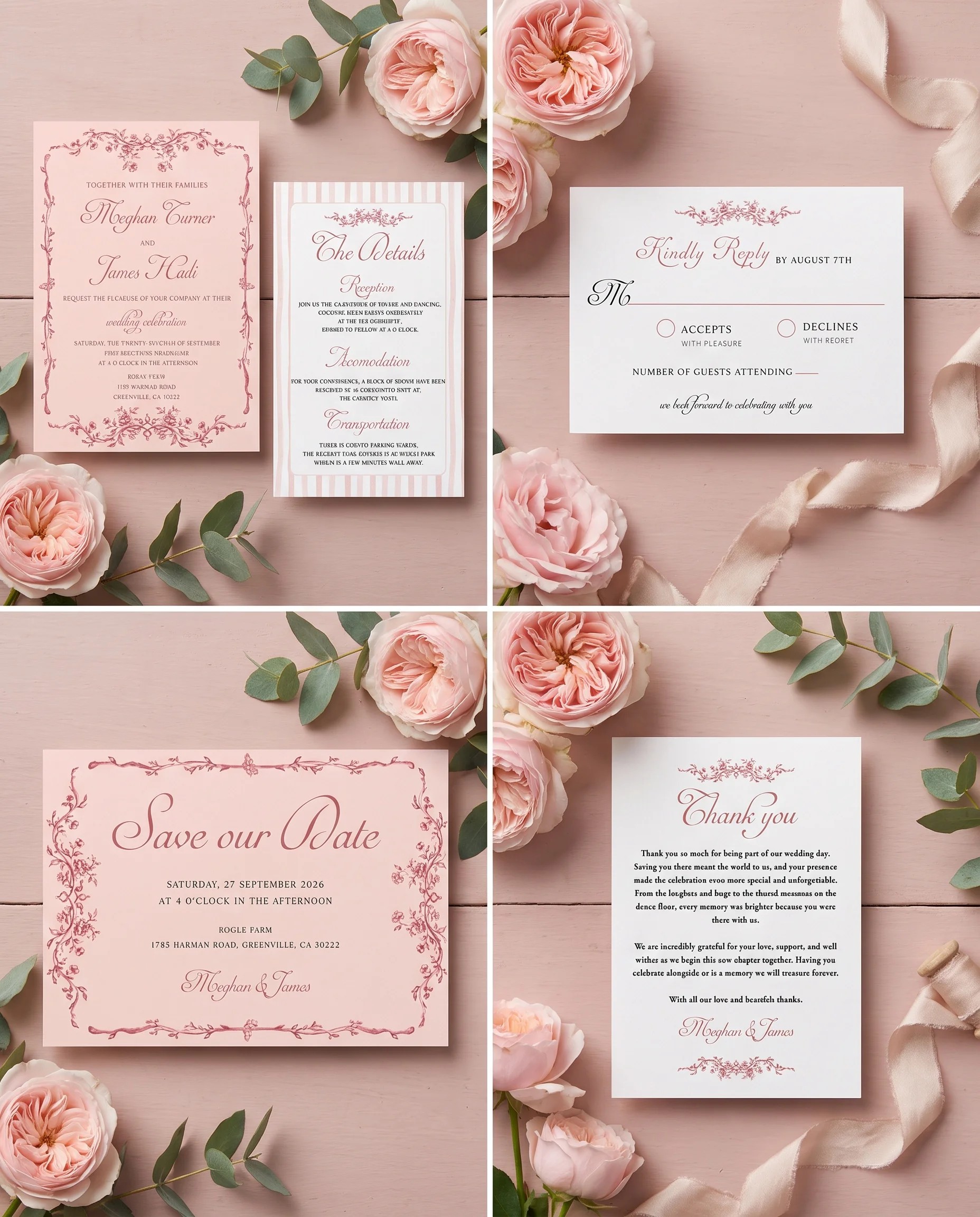 Rosewood Trellis — Invitation Set
