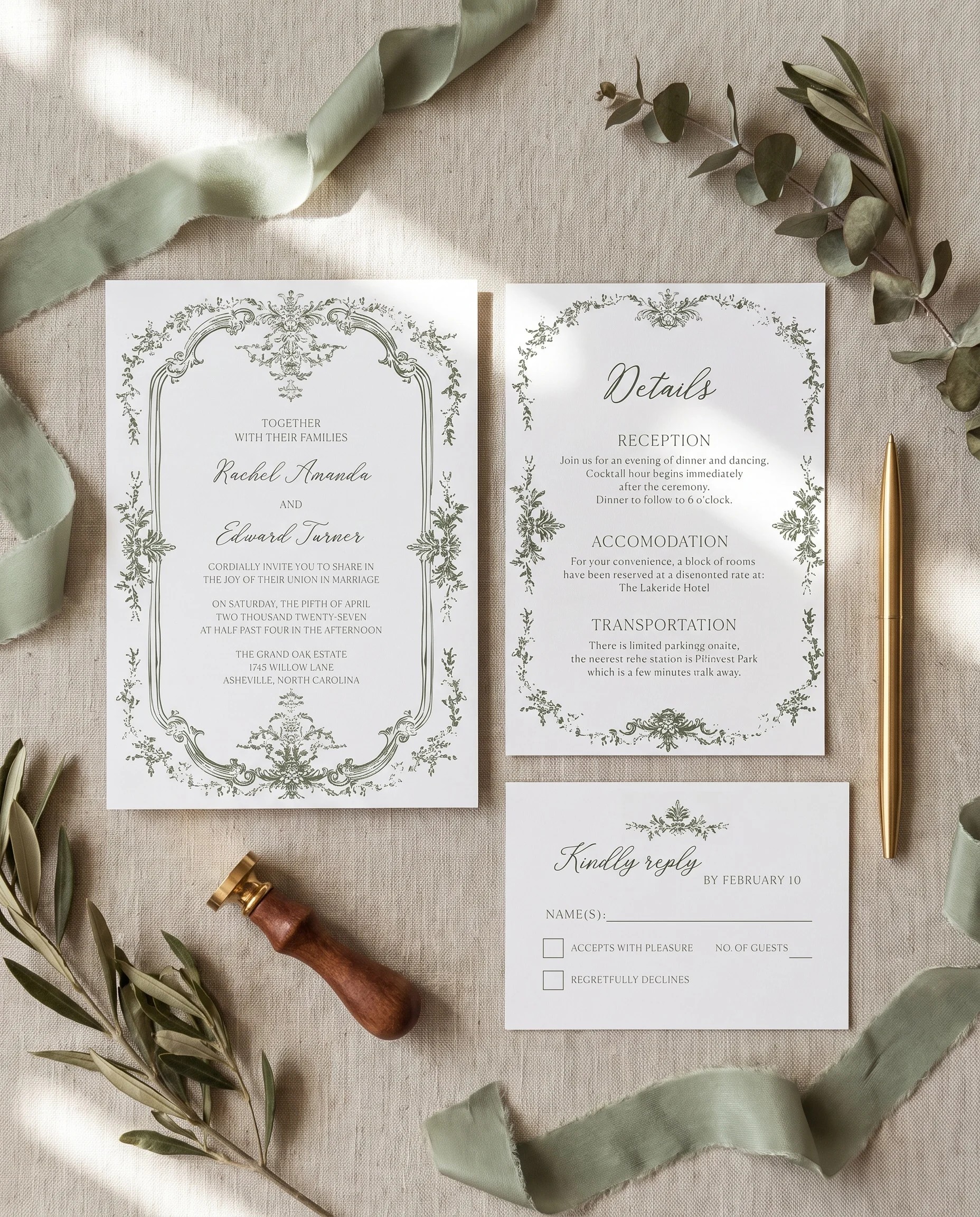 Sage Crest — Invitation Suite
