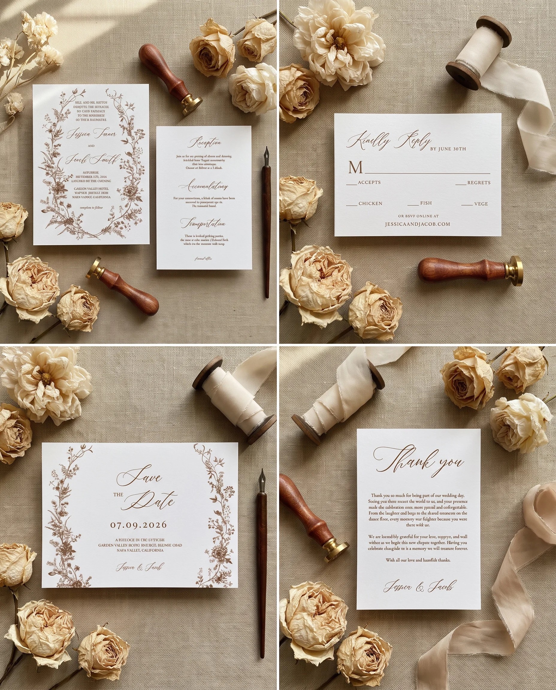 Sepia Crest — Invitation Set