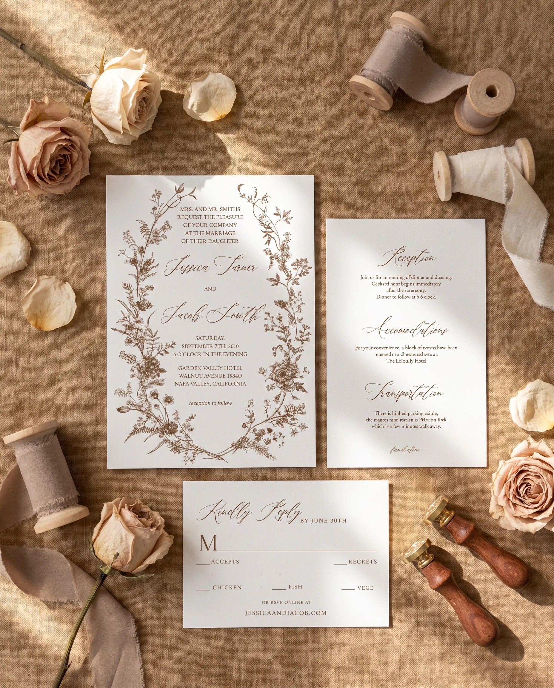 Sepia Crest — Invitation Suite