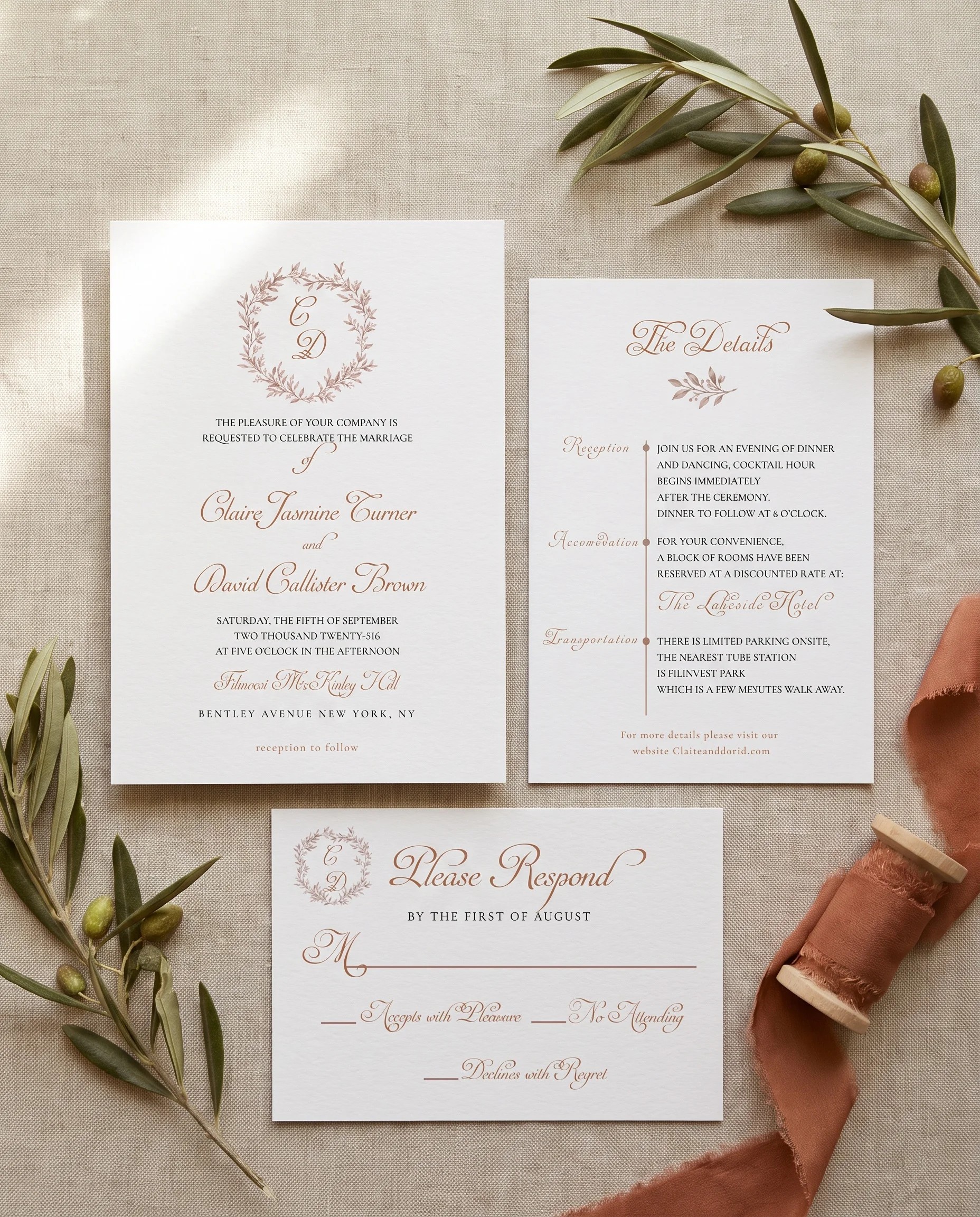 Sepia Sprig — Invitation Suite
