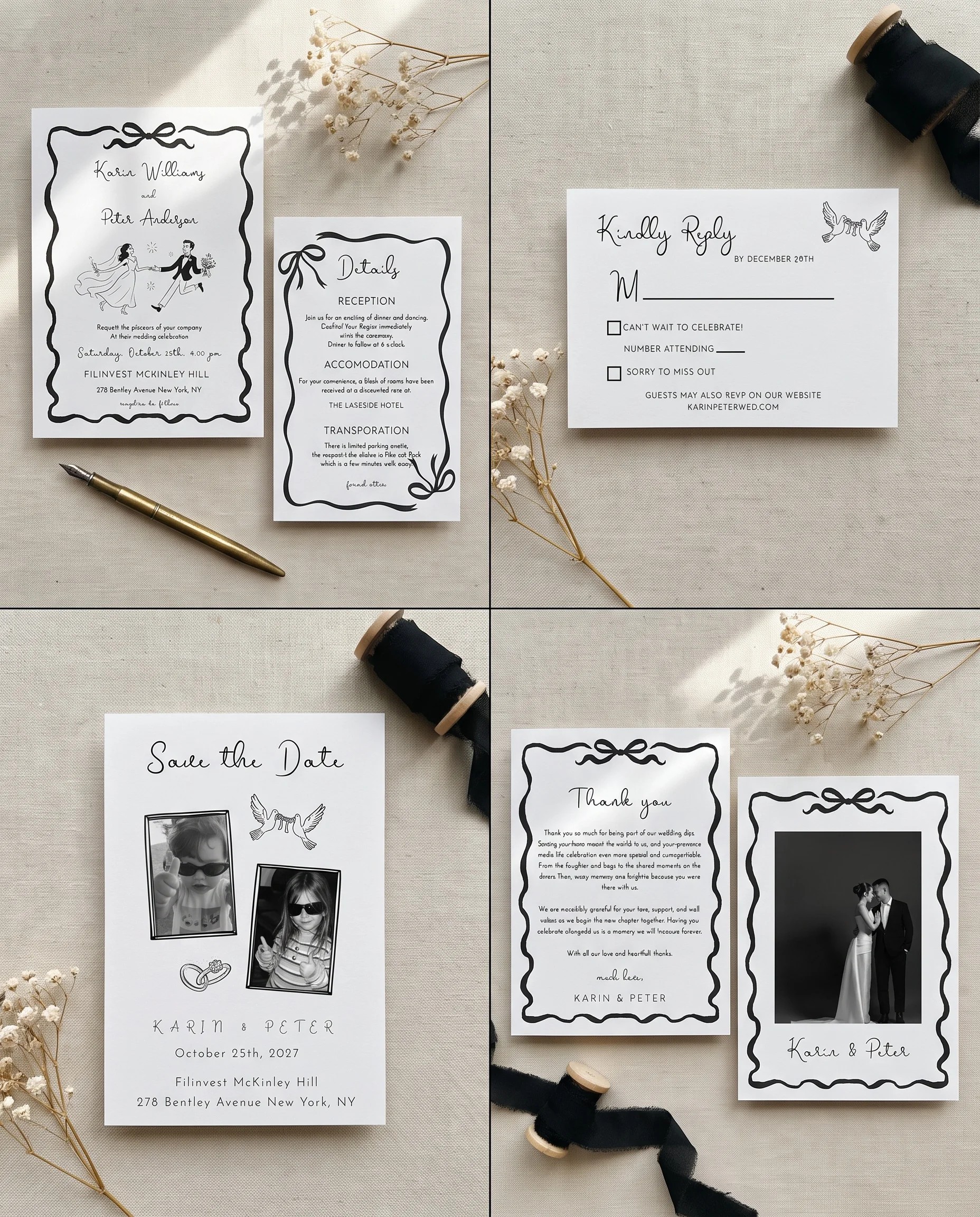 Sketchbook Bow — Invitation Set