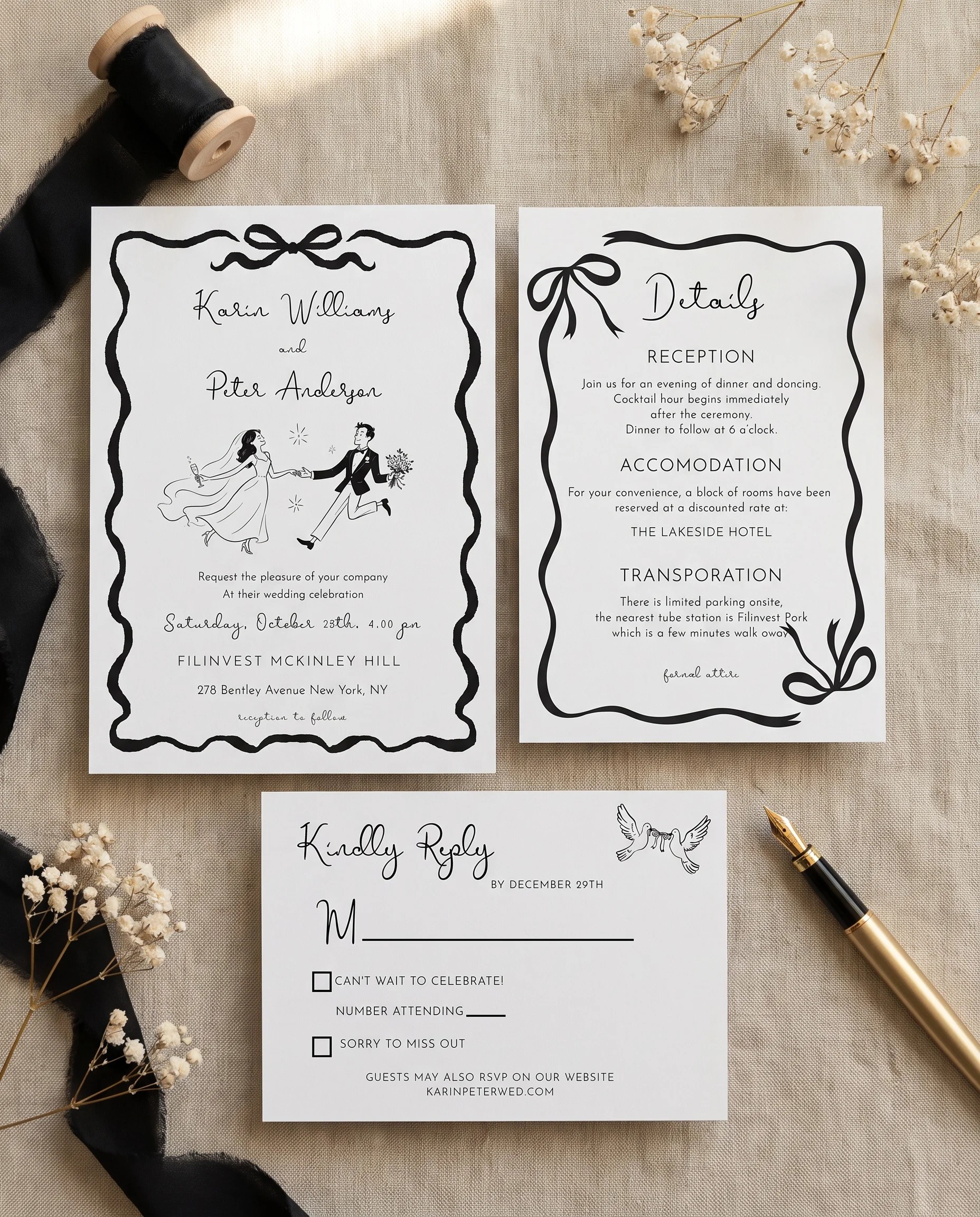 Sketchbook Bow — Invitation Suite