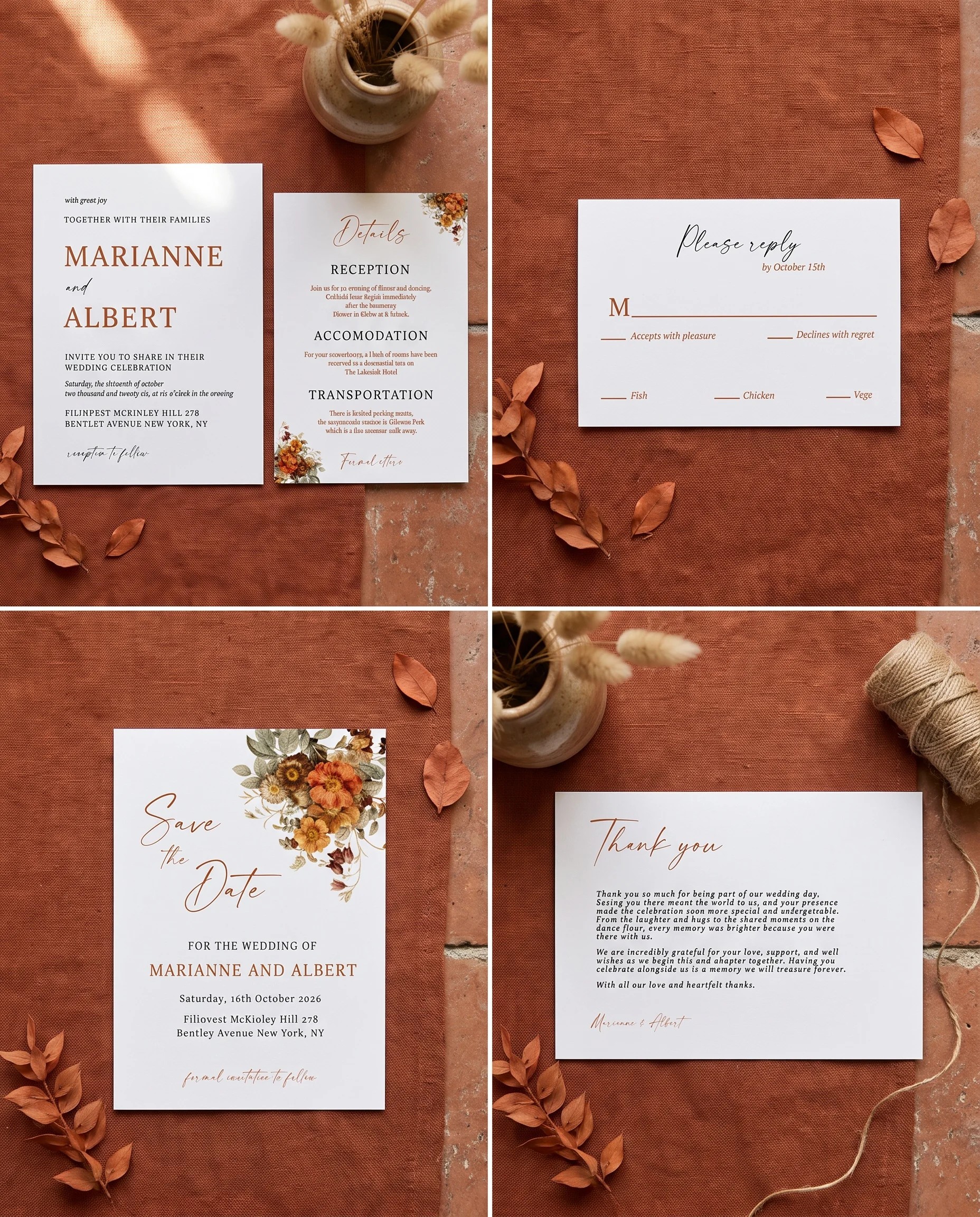 Terracotta Crown — Invitation Set