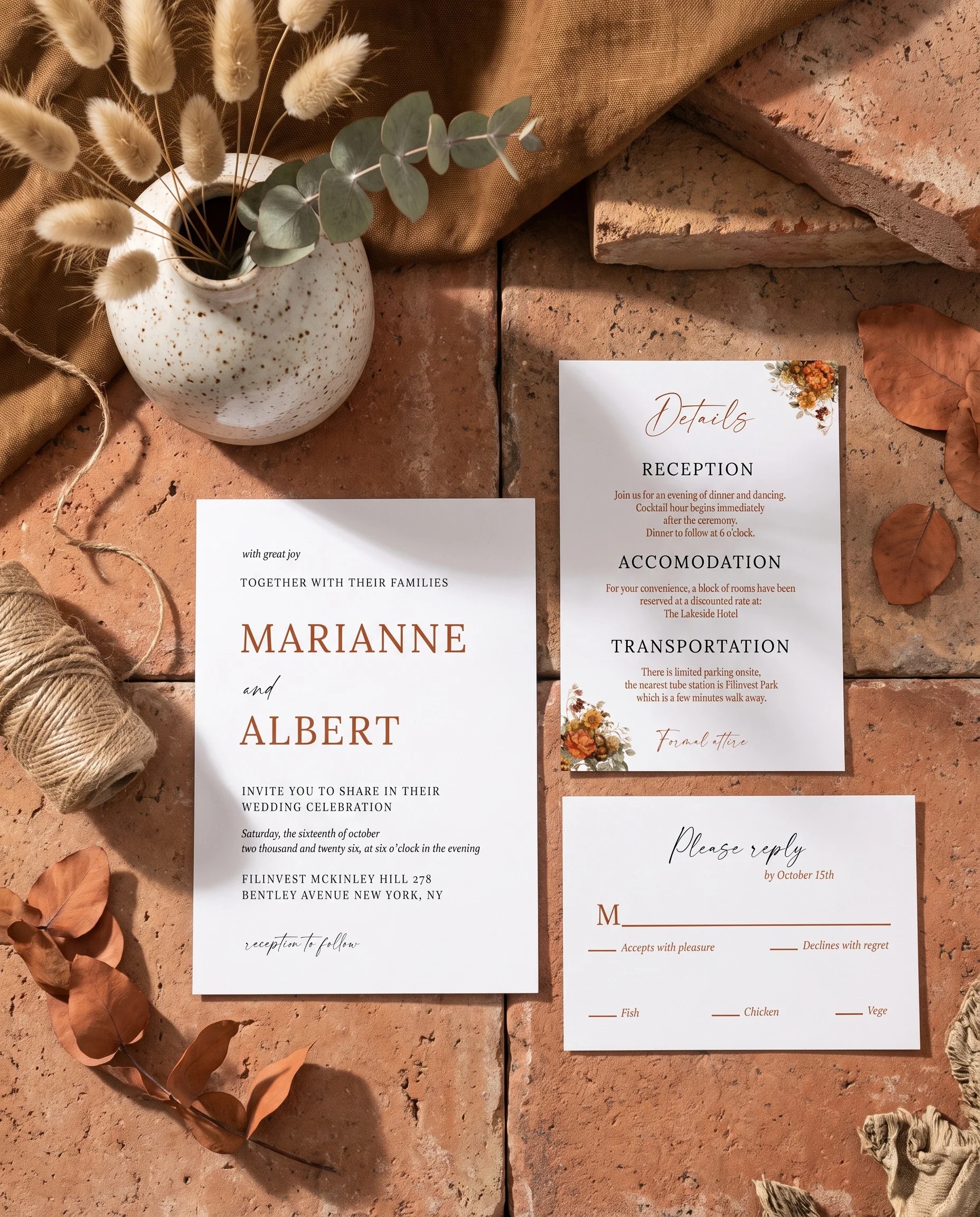 Terracotta Crown — Invitation Suite