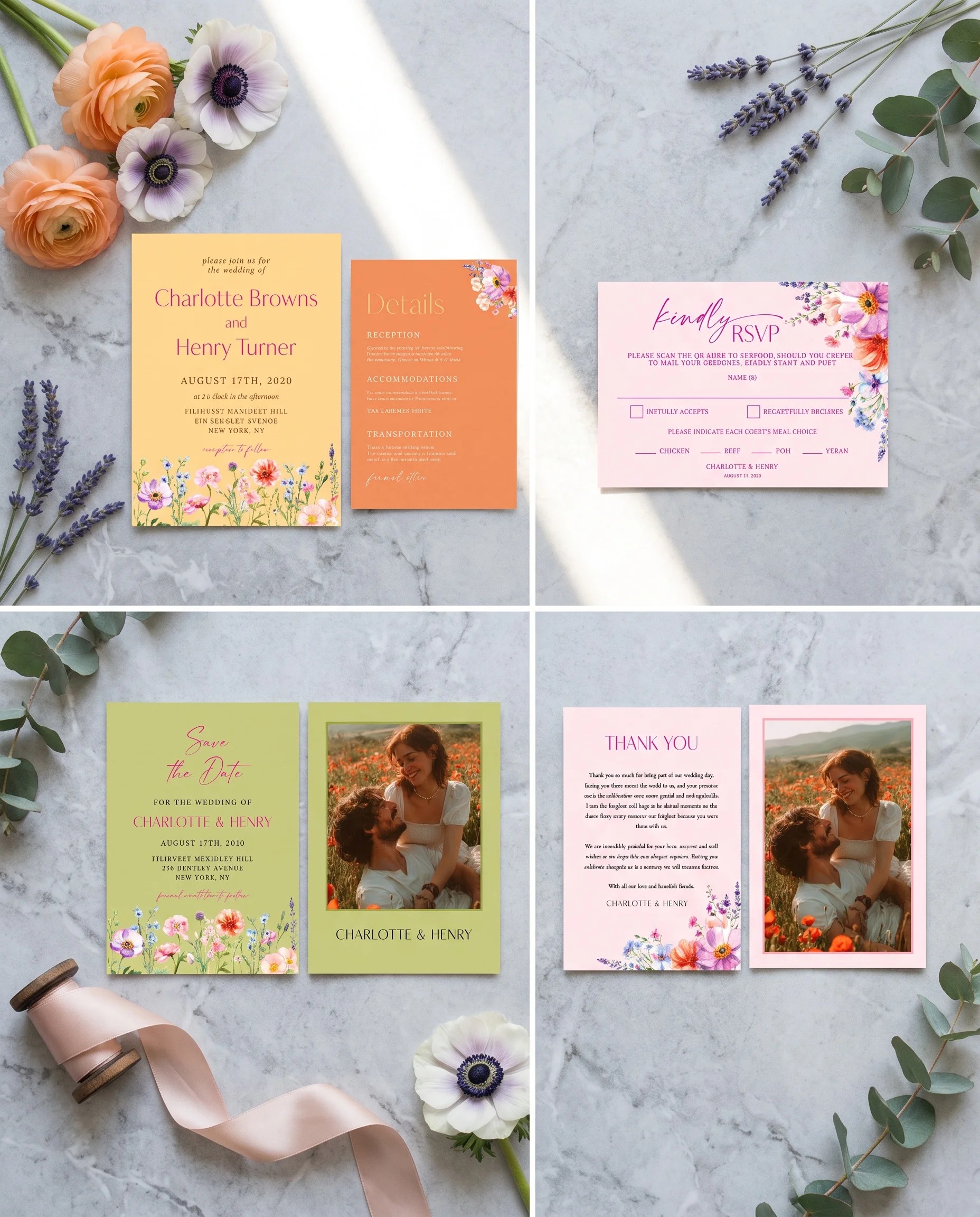 Wildmeadow Bouquet — Invitation Set