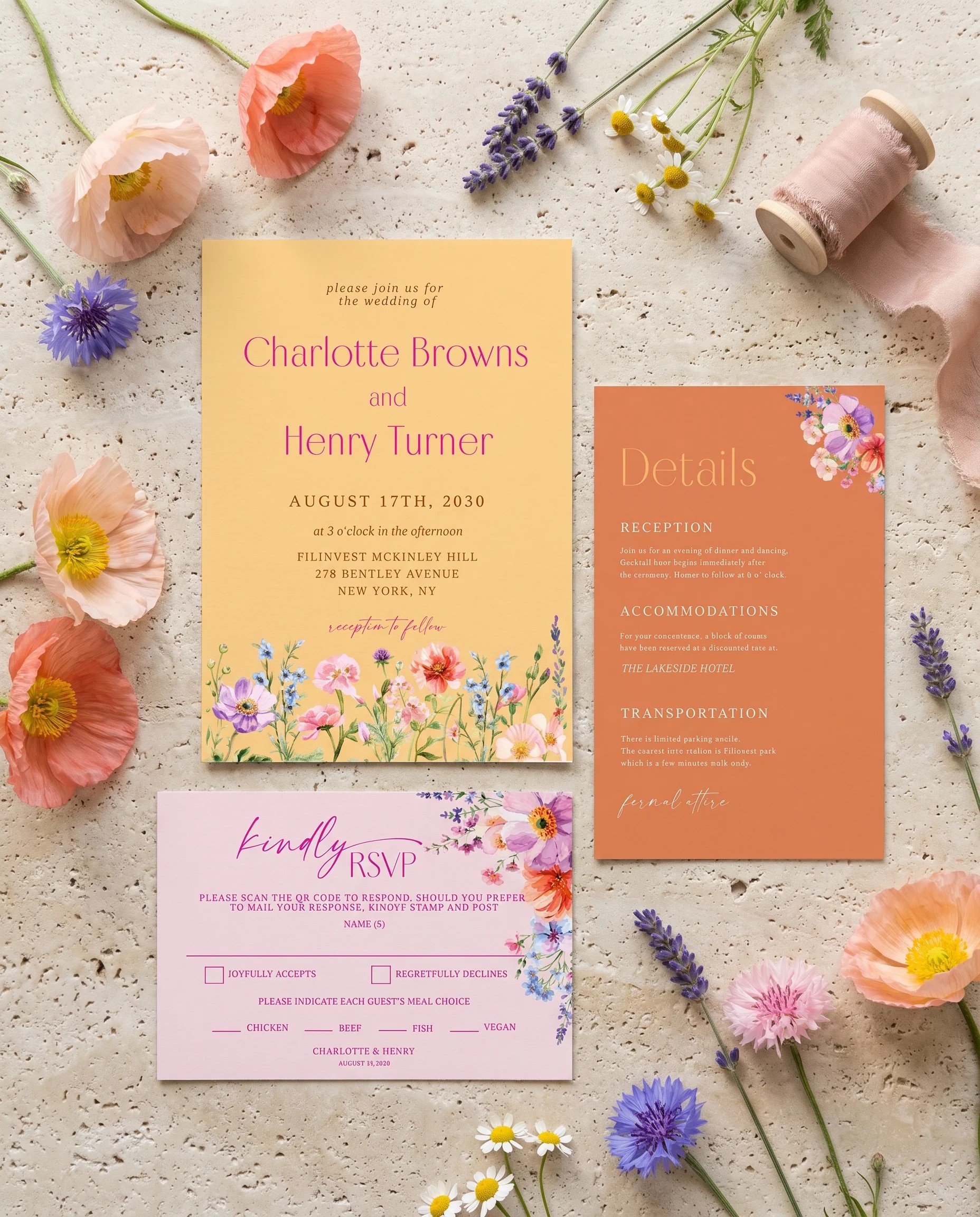Wildmeadow Bouquet — Invitation Suite